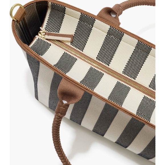 ROTHYS Rothy's The Lightweight Zip Tote Cabana Stripe Cream Black Camel NEW Tags - Picture 12 of 14